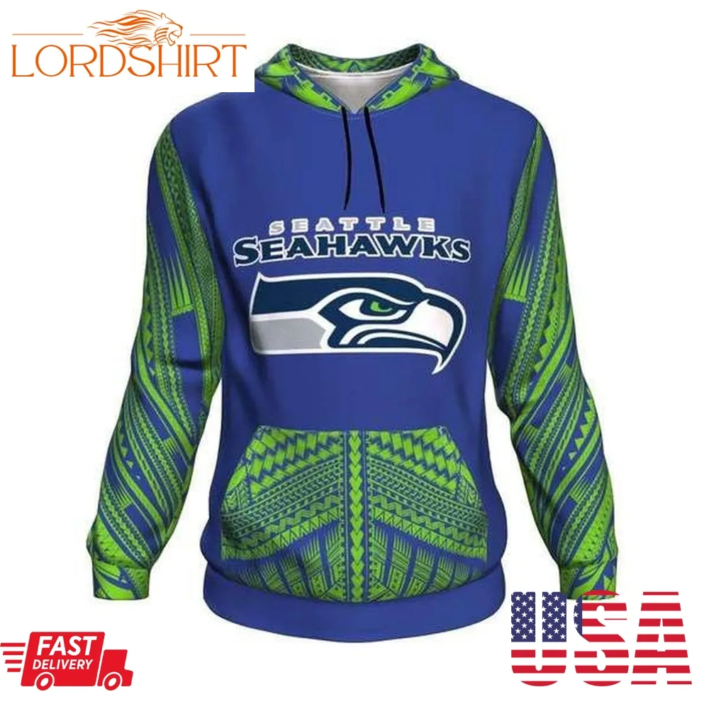 Seattle Seahawks Ncaa Football Maori Tattoo Blue 3D Hoodie Sweatshirt For Fans Men Women Seattle Seahawks All Over Printed Hoodie Seattle Seahawks 3D Full Printing Shirt