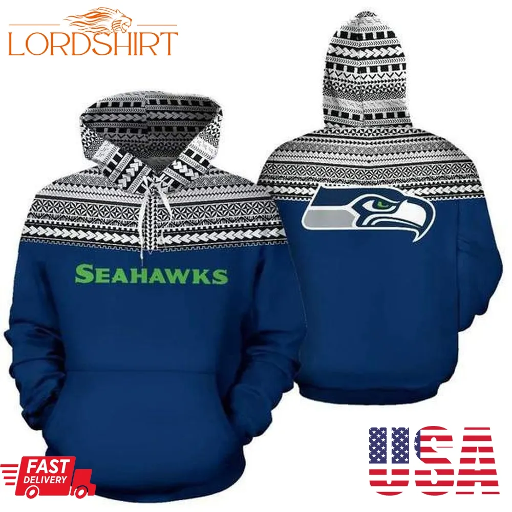 Seattle Seahawks Ncaa Football Maori Tattoo Blue V2 3D Hoodie For Men For Women Seattle Seahawks All Over Printed Hoodie Seattle Seahawks 3D Full Printing Shirt