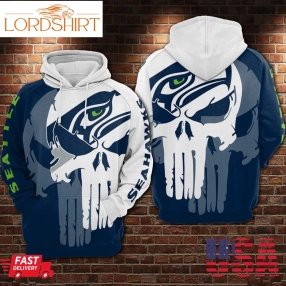 Seattle Seahawks Nfl Football Punisher Skull 3D Hoodie Sweatshirt For Fans Men Women Seattle Seahawks All Over Printed Hoodie Seattle Seahawks 3D Full Printing Shirt