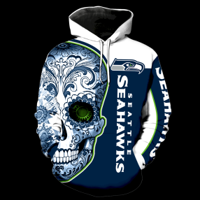 Seattle Seahawks Skull New Full Over Print K1043 Hoodie Zipper