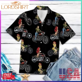 Sexy Girl Motorbike Hawaiian Shirt Aloha Tactical Hawaiian Shirts, Funny Shirts