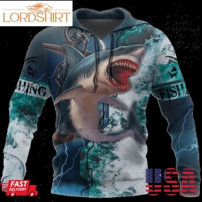 Shark Hunting Fishing 3D Hoodie Aop, Hunting And Fishing Gifts For Dad