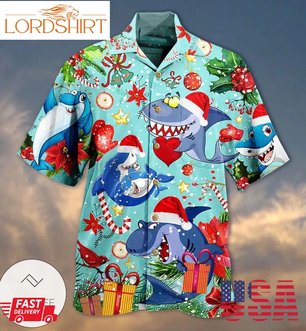 Shark Love Christmas  Hawaiian Shirt