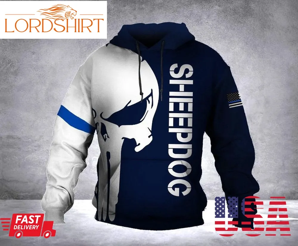 Sheepdog Punisher Skull Men And Women 3D Full Printing Hoodie Shirt Sheepdog Punisher Skull 3D Full Printing Shirt