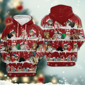 Shetland Sheepdog Snow Christmas 3D Hoodie