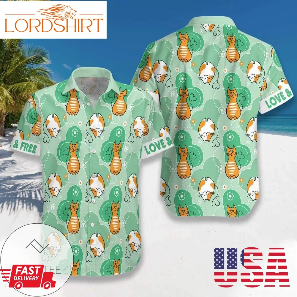 Shop Cat Love And Free Unisex Hawaiian Aloha Shirts Dh