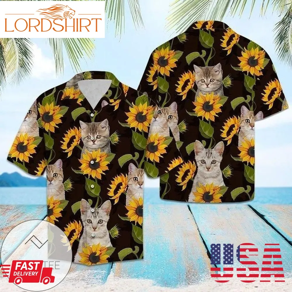 Shop Cat Sunflower Authentic Hawaiian Shirt 2023