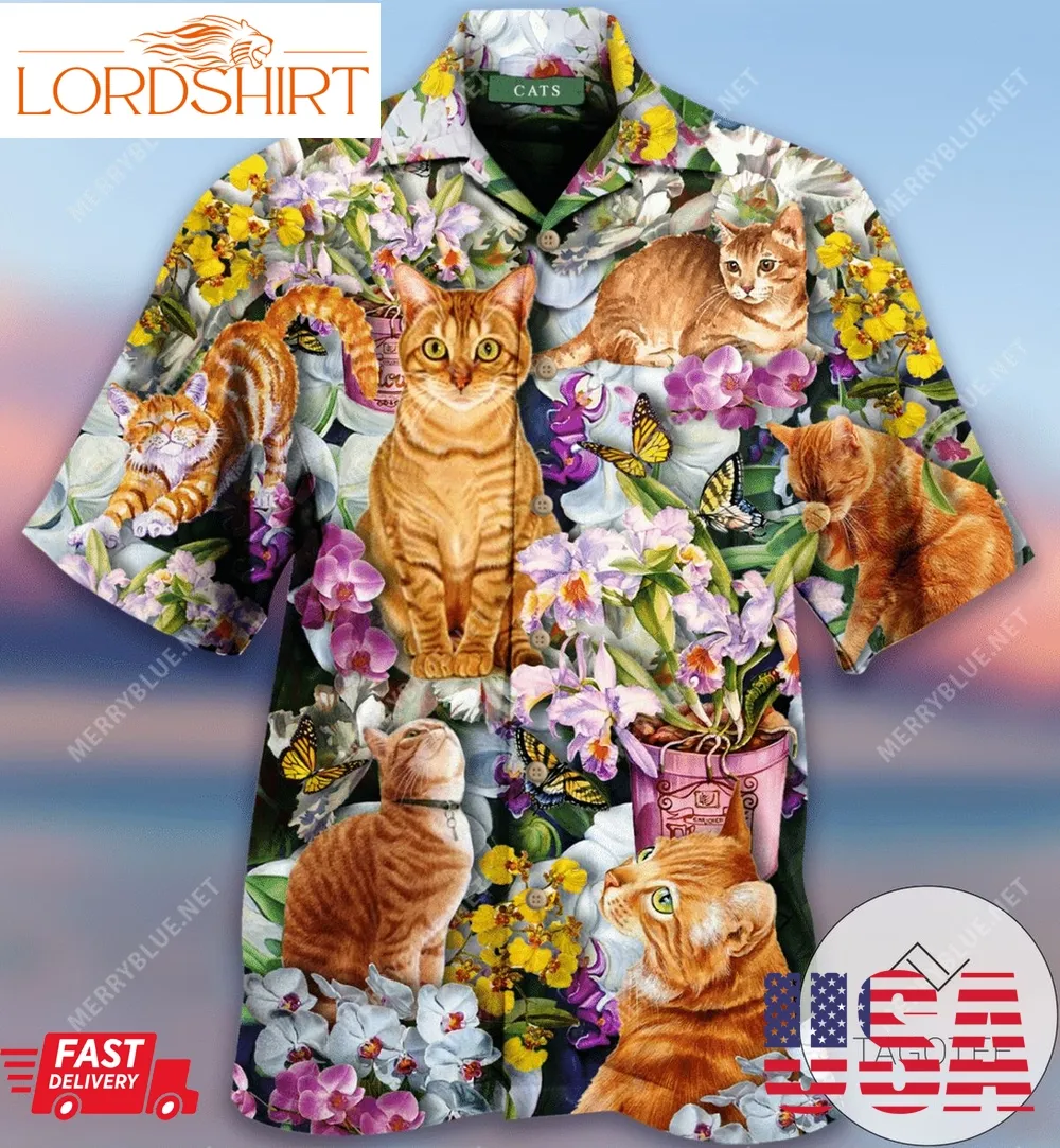 Shop Cats And Queen Of Flower Unisex Authentic Hawaiian Shirt 2023
