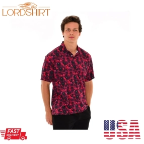 Short Sleeve Floral Men's Shirt  60'S Loose Fit Lightweight Festival Beach Summer Polo