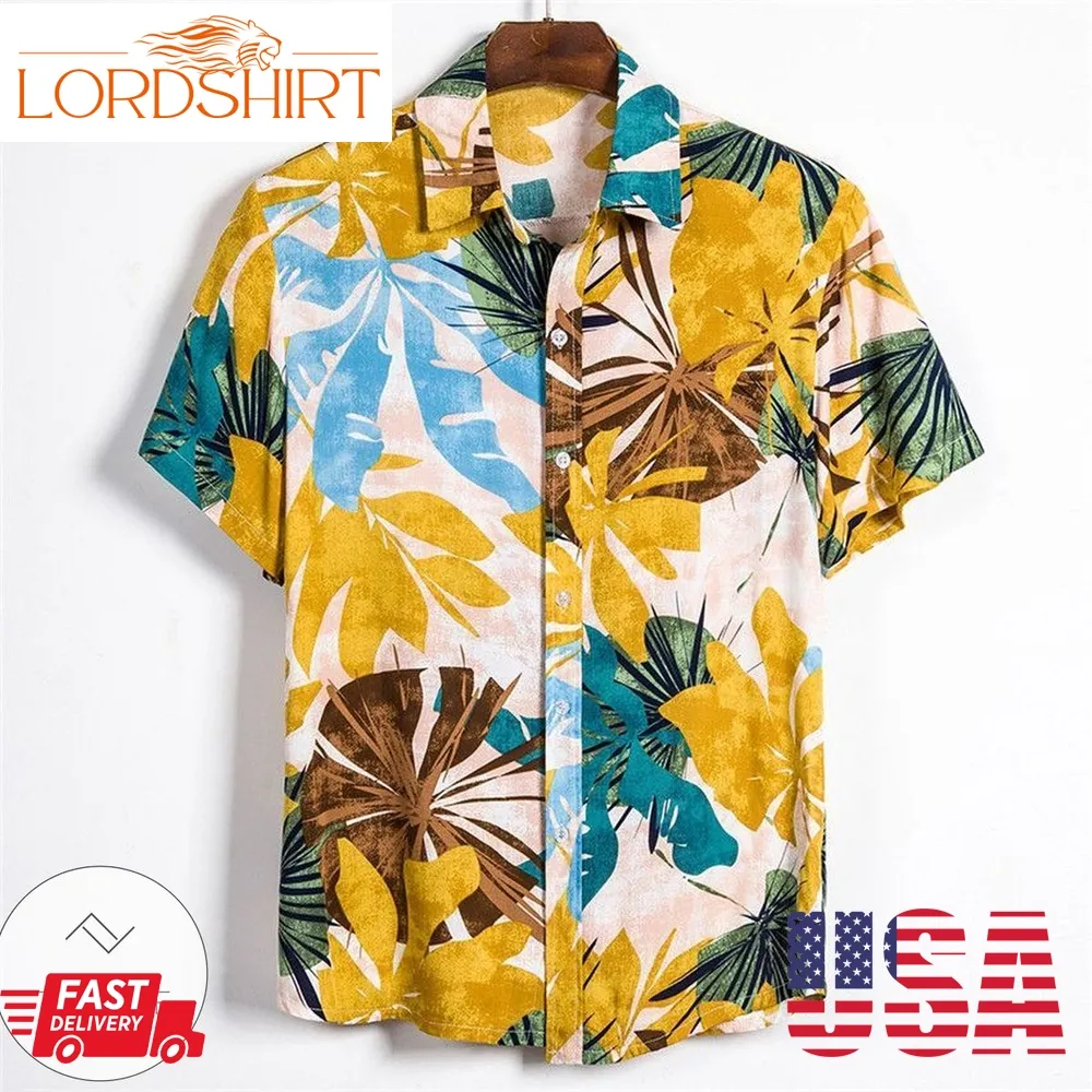 Short Sleeve Men Shirt Hawaii Shirts Summer Printed Short Sleeve Shirt Soft Male Beach Hawaiian Shirt Chemise Homme