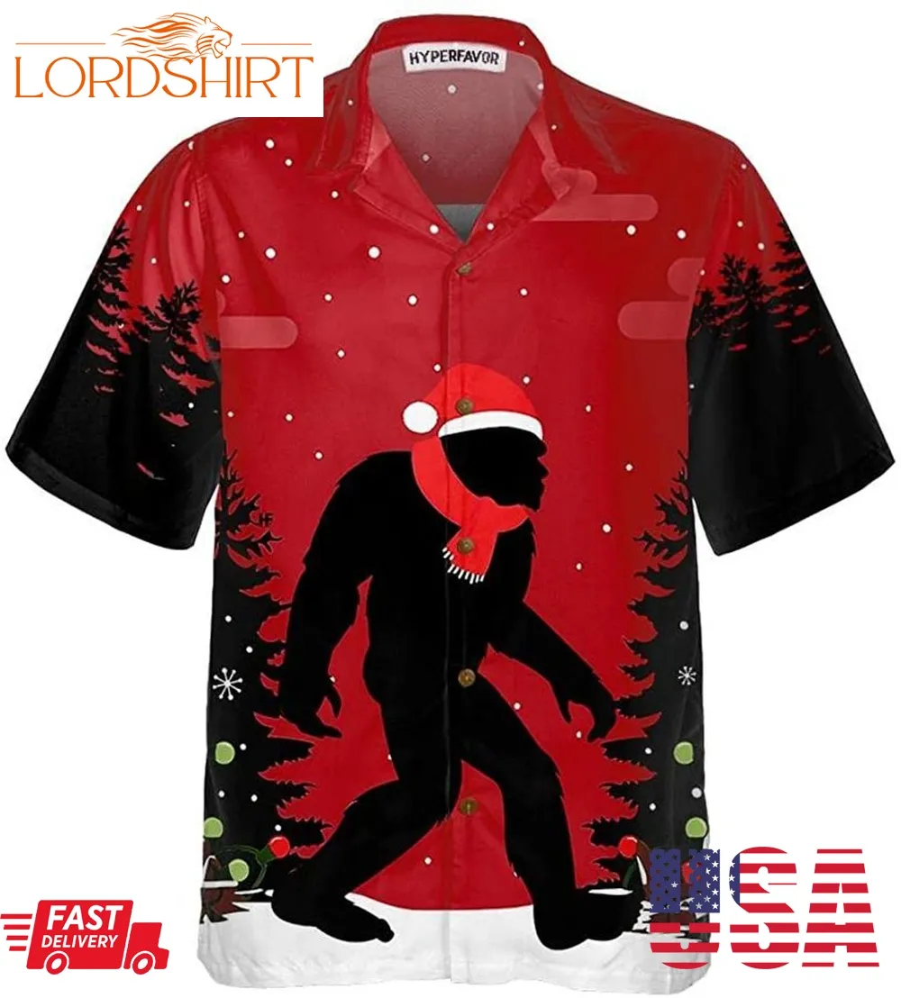 Short Sleeve Sasquatch Christmas Hawaiian Shirt