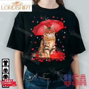 Siberian Cat Valentine Shirt Umbrella Heart Kitten Cat Lover Gifts For Valentines Day