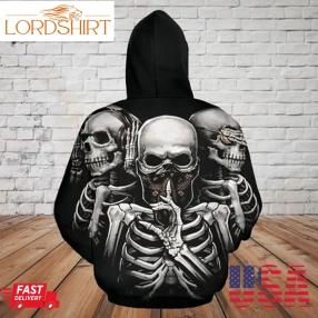 Skull 3D Hoodie  See No Evil, Hear No Evil, Speak No Evil  Pl319