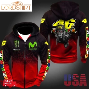 Skull 46 The Doctor Movistar Monster Energy Gradient Men And Women 3D Full Printing Zip Hoodie Monster Energy Gradient 3D Full Printing Shirt