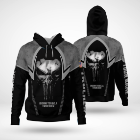 Skull Born To Be Trucker Hoodie 3D