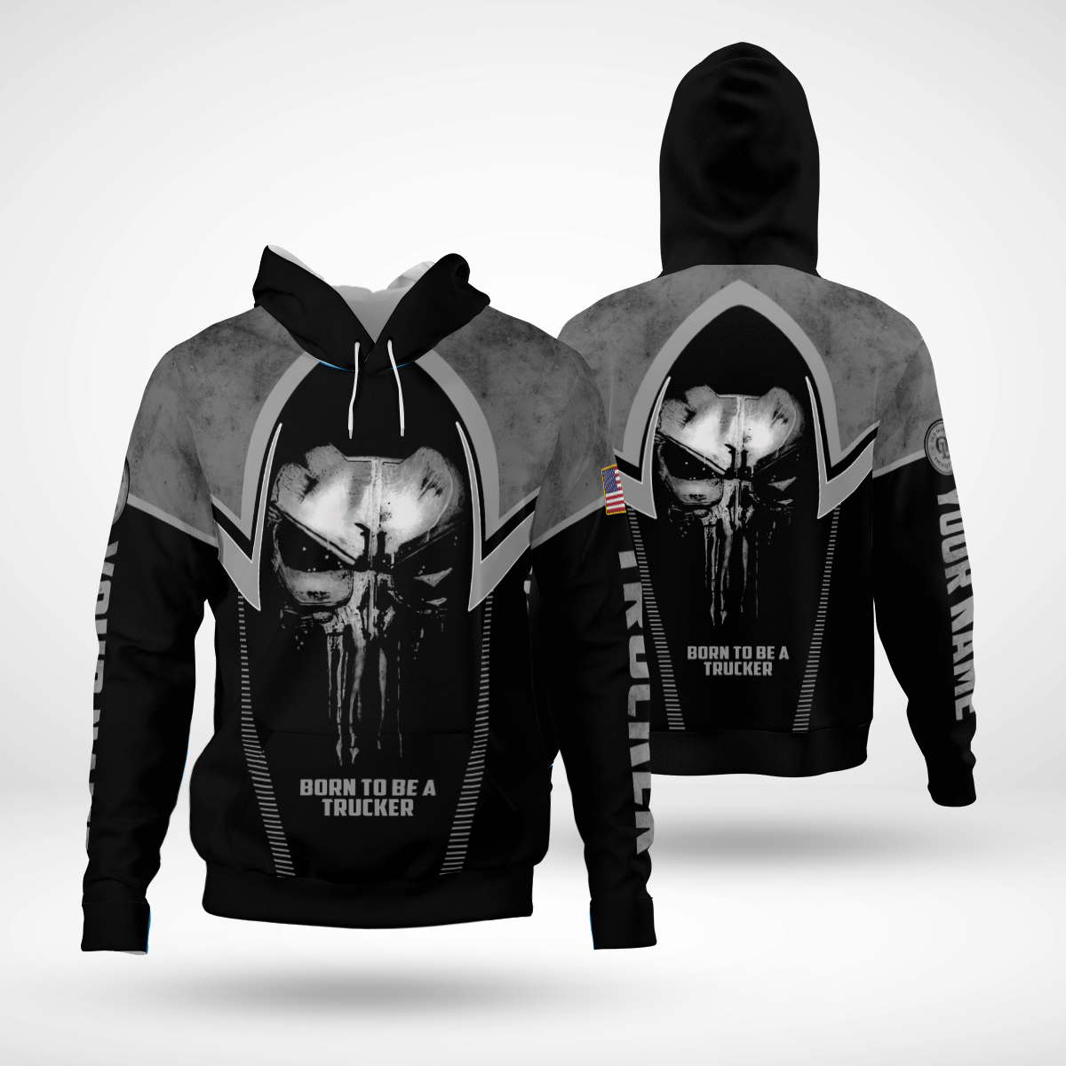 Skull Born To Be Trucker Hoodie 3D