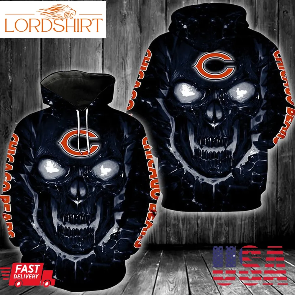 Skull Chicago Bears Logo 3D Hoodie