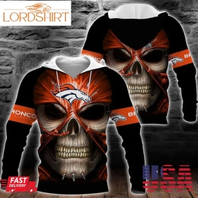 Skull Denver Broncos Logo 3D Hoodie