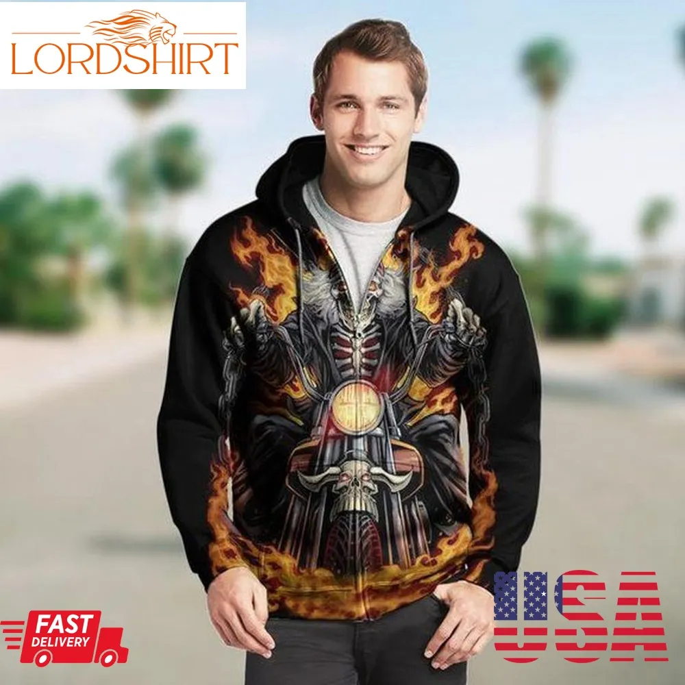 Skull Ghost Rider 3D Hoodie For Men For Women All Over Printed Hoodie