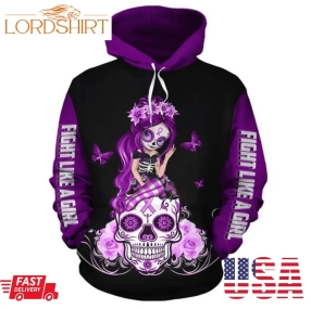 Skull Gift Awareness Ribbon Colors Sugar Skull Hoodie Lung Cancer Leukemia Ovarian Cancer Suicide Awareness