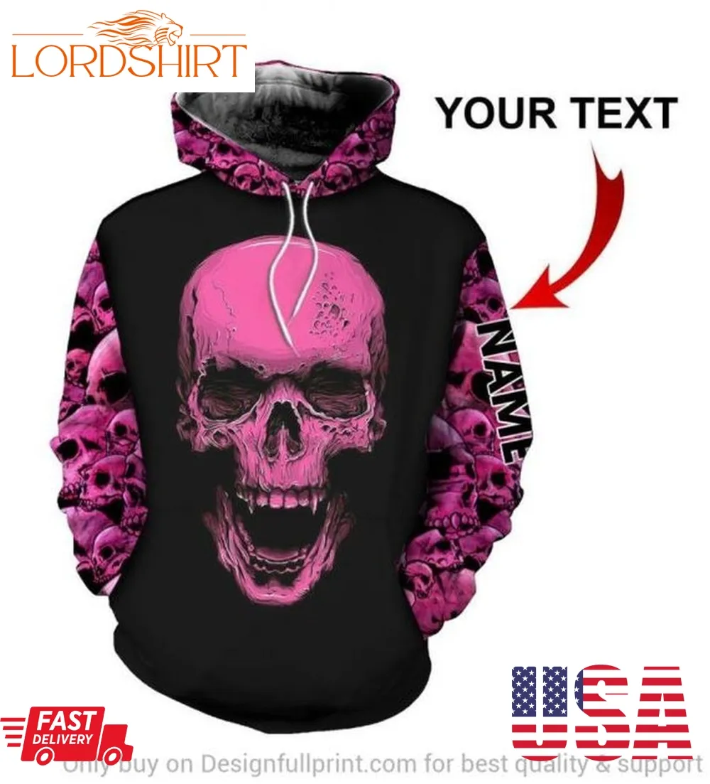 Skull Gift Personalized Purple Pink Skull Unisex Hoodie 3D Skull Hoodies 3D Skull Print Pocket Hoodie