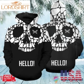 Skull Gift Say Hello With Skull Unisex Hoodie Ln