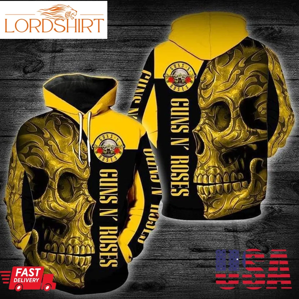 Skull Guns N Roses Pullover And Zippered Hoodies Custom 3D Graphic Printed 3D Hoodie All Over Print Hoodie For Men For Women