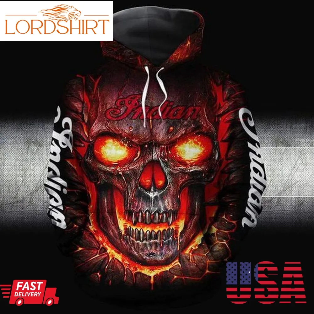 Skull Indian Motorcycle 3D Hoodie For Men For Women All Over Printed Hoodie