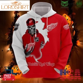 Skull Logo Nhl Detroit Red Wings 3D Hoodie Sweatshirt Jacket