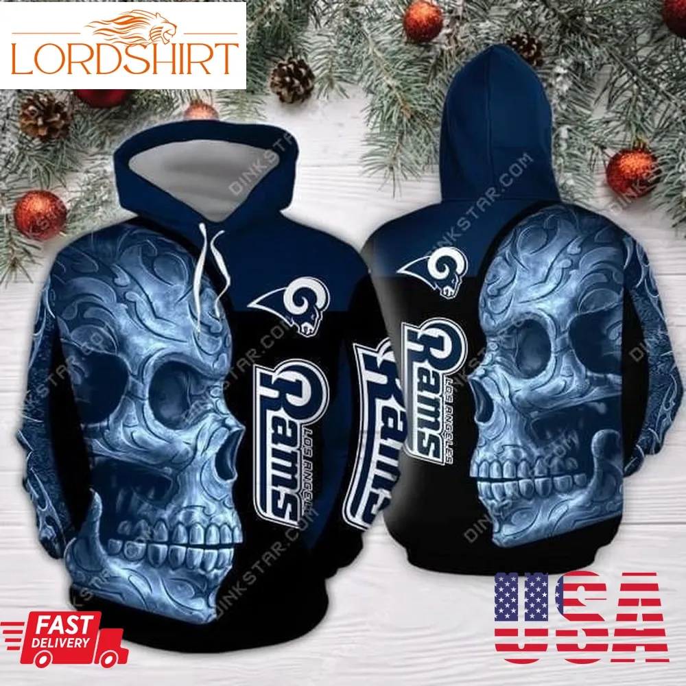 Skull Los Angeles Rams Hoodies Sweatshirt