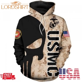 Skull Marine Corps Usmc Men And Women 3D Full Printing Hoodie