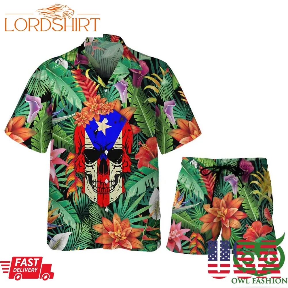 Skull Puerto Rico Hawaiian Shirt Summer Shirt