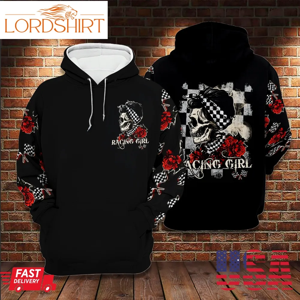 Skull Racing Girl 3D Hoodie Halloween