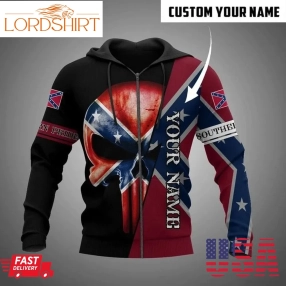 Skull Southern Confederate Flag Custom Personalized 3D Hoodie