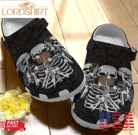 Skull Tattoo Hippie Gift For Lover Rubber Crocs Crocband Clogs, Comfy Footwear