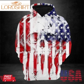 Skull Usa Flag Pattern 3D Hoodie For Men For Women All Over Printed Hoodie