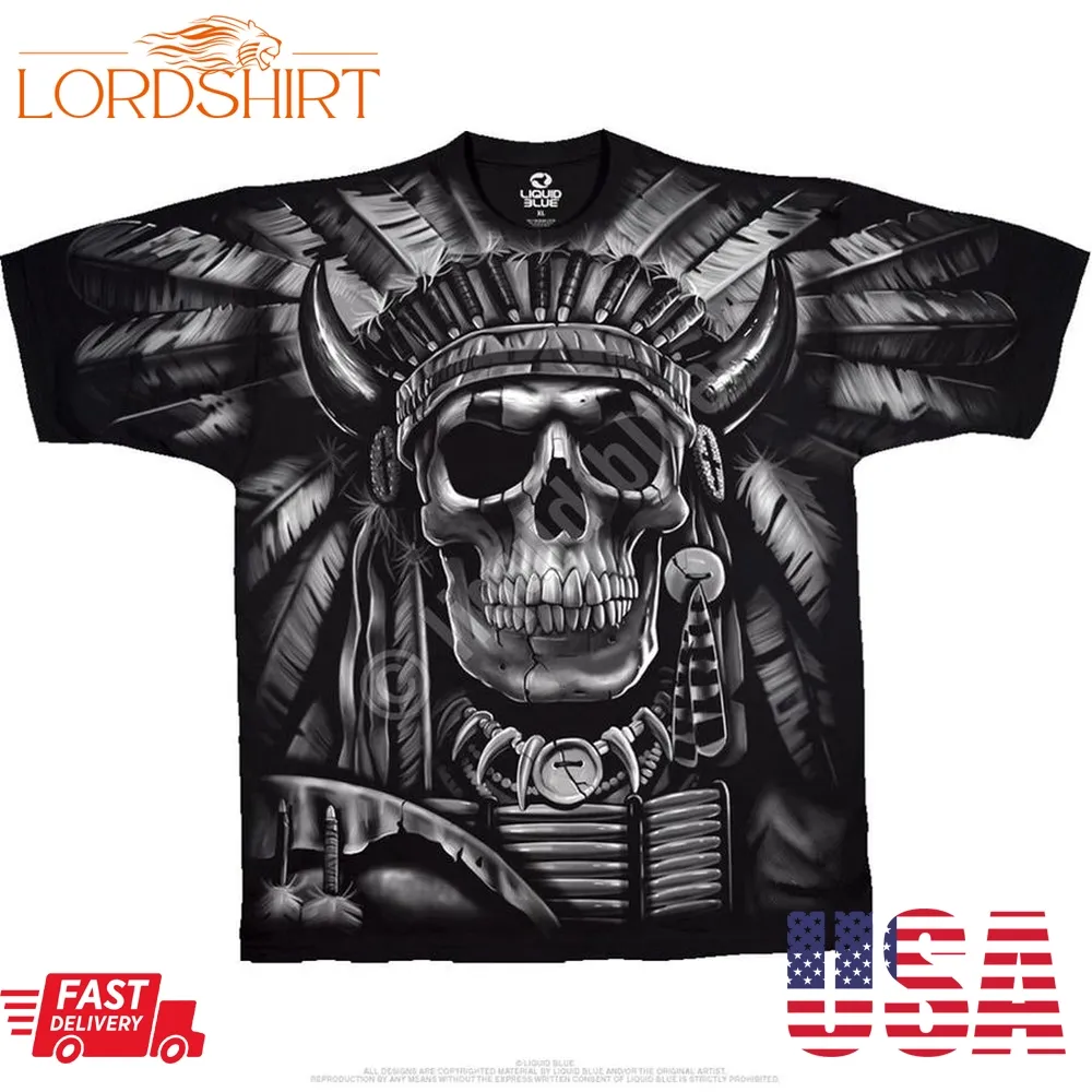 Skulls Indian Skull Black T Shirt   Special Order