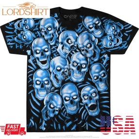 Skulls Skull Pile Blue Black T Shirt   Special Order