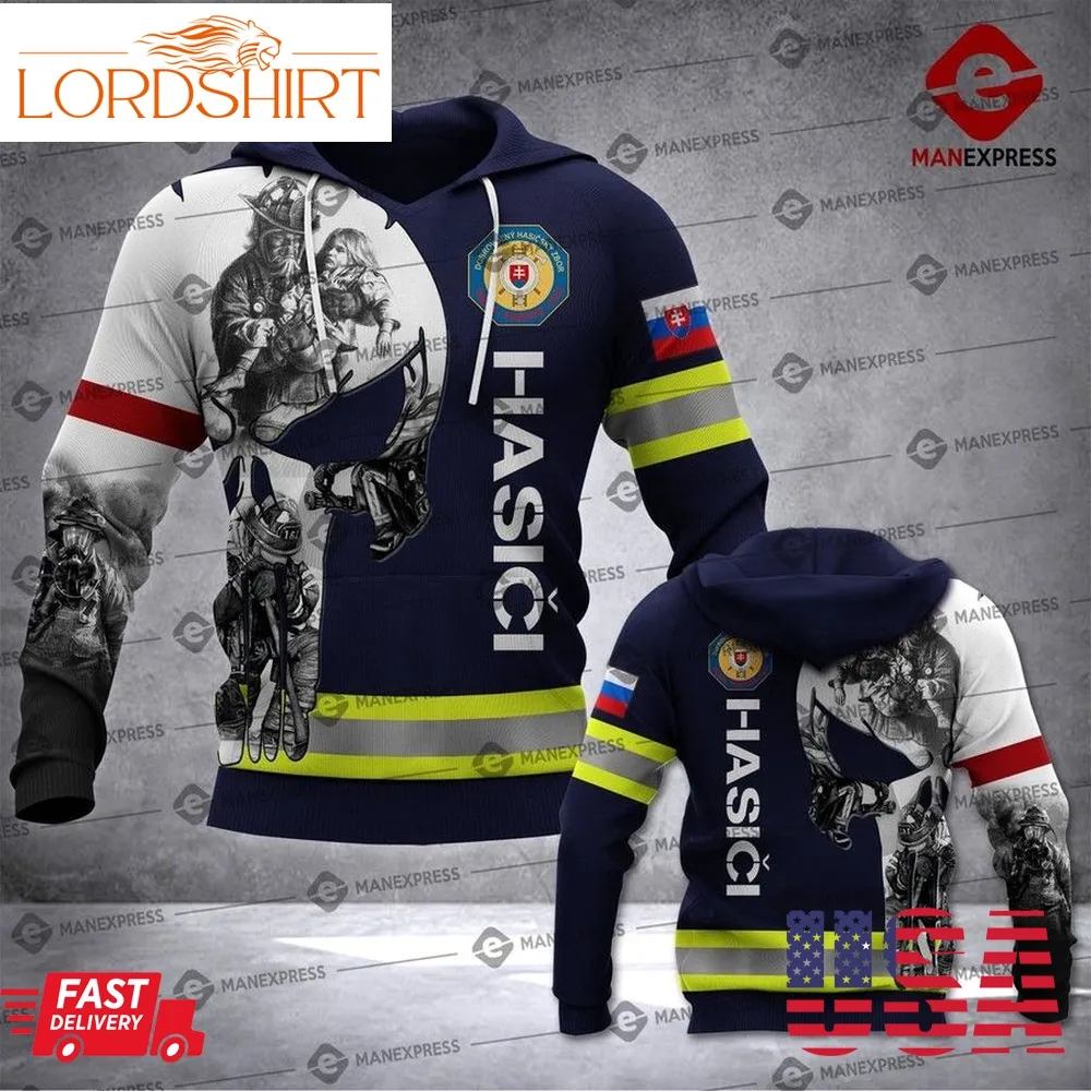 Slovak Firefighter 3D Hoodie For Men For Women All Over Printed Hoodie Blue