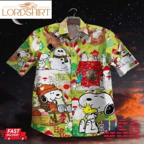 Snowman And Snoopy Dog Vintage Hawaiian Shirt Summer Shirt