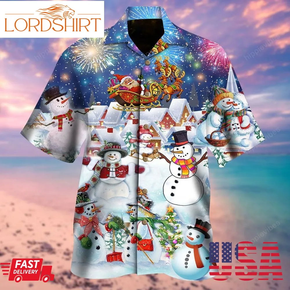 Snowman In Christmas Night Hawaiian Shirt Re