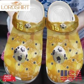 Soccer Personalize Clog Custom Crocs Fashionstyle Comfortable For Women Men Kid Print 3D Golden Age