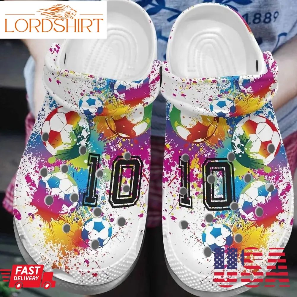 Soccer Personalize Clog Custom Crocs Fashionstyle Comfortable For Women Men Kid Print 3D Rainbow Color