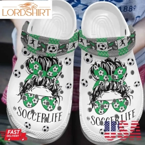 Soccer Personalize Clog Custom Crocs Fashionstyle Comfortable For Women Men Kid Print 3D Whitesole Soccer Life