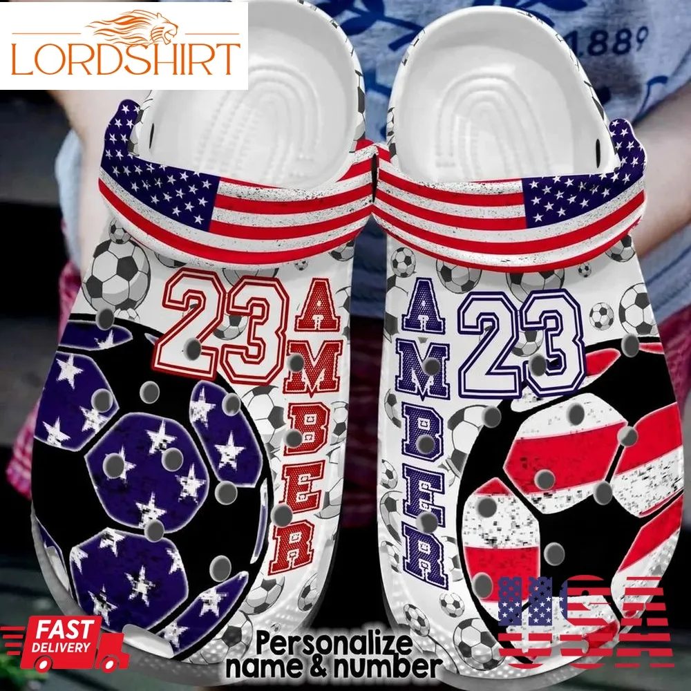 Soccer Personalized Clog Custom Crocs Comfortablefashion Style Comfortable For Women Men Kid Print 3D American Soccer