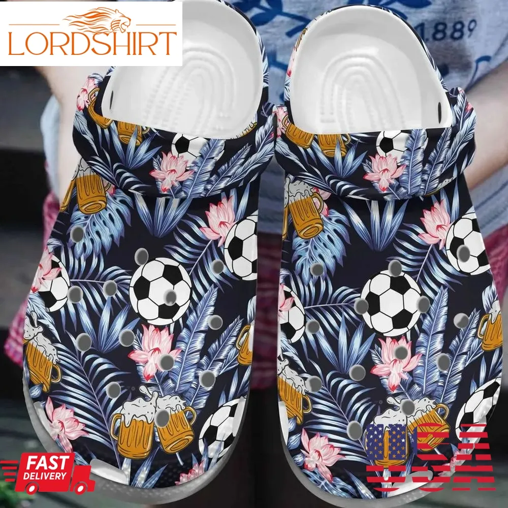 Soccer Personalized Clog Custom Crocs Comfortablefashion Style Comfortable For Women Men Kid Print 3D Soccer Beer Tropical Pattern