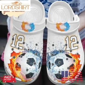 Soccer Personalized Clog Custom Crocs Comfortablefashion Style Comfortable For Women Men Kid Print 3D Water And Fire