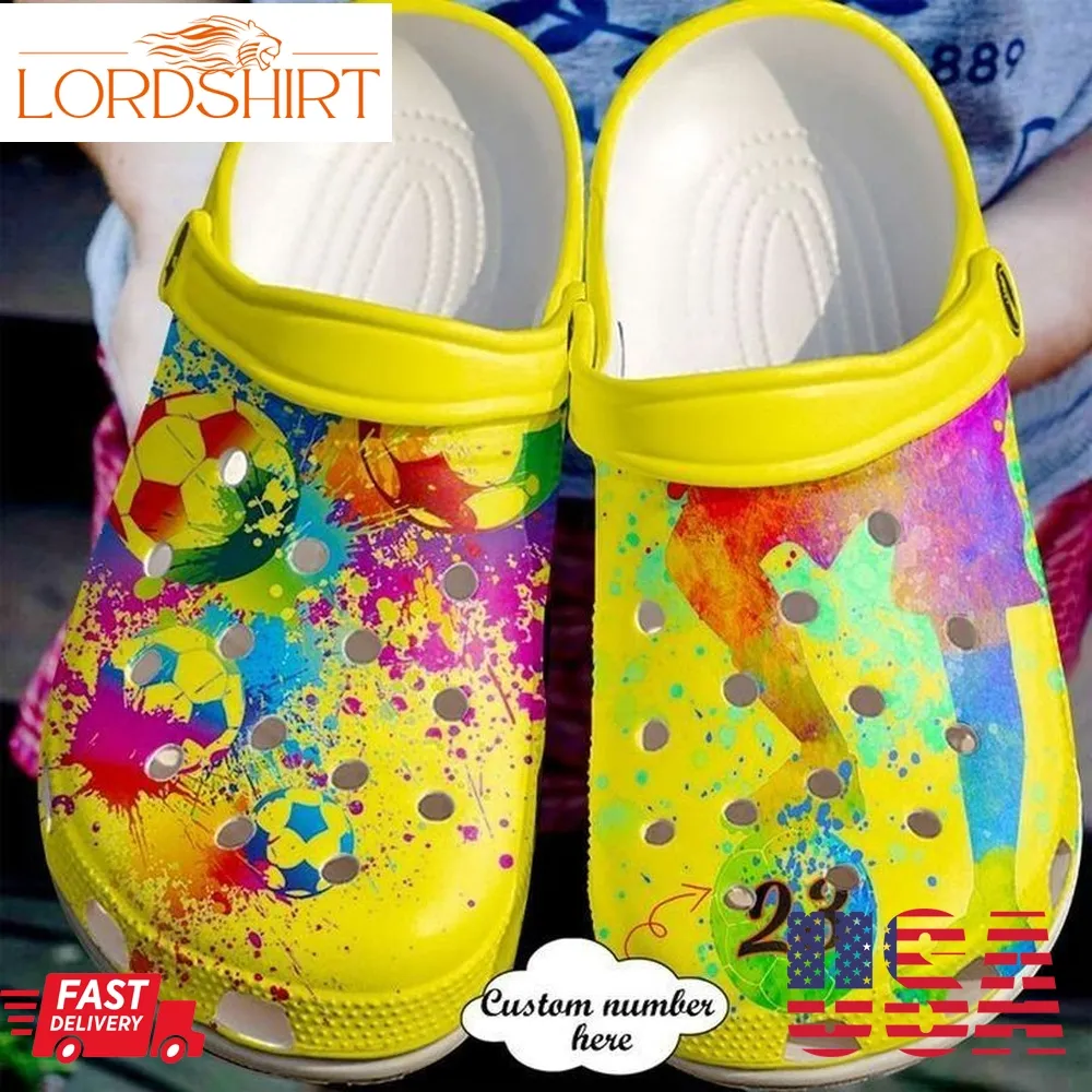 Soccer Personalized Colorful Sku 2245 Crocs Crocband Clog Comfortable For Mens Womens Classic Clog Water Shoes