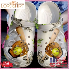 Softball And Daisy Crocs Crocband Clog