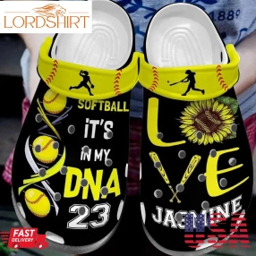 Softball Personalize Clog Custom Crocs Fashionstyle Comfortable For Women Men Kid Print 3D My Dna